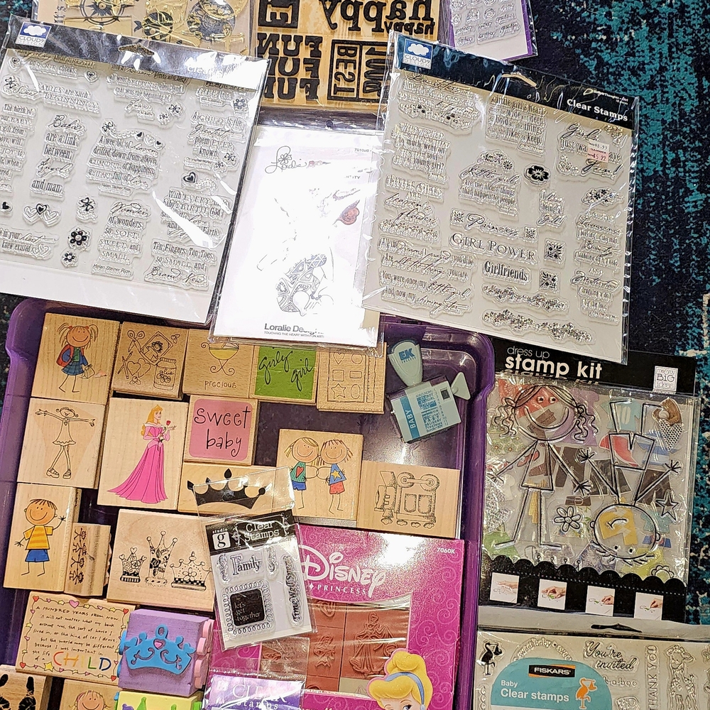 Lot Acrylic & Rubber Stamps~ family, children, travel and whimsy.